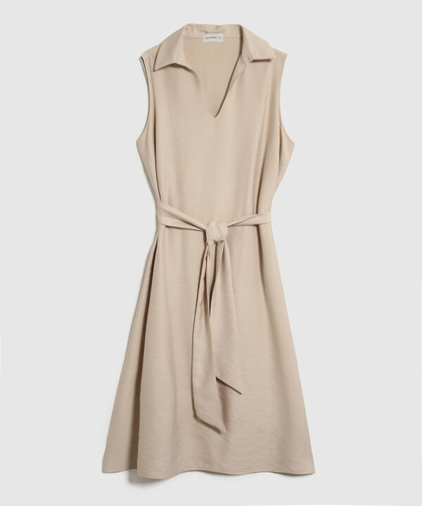 Vestido Unicolor Con Cinturon image number null