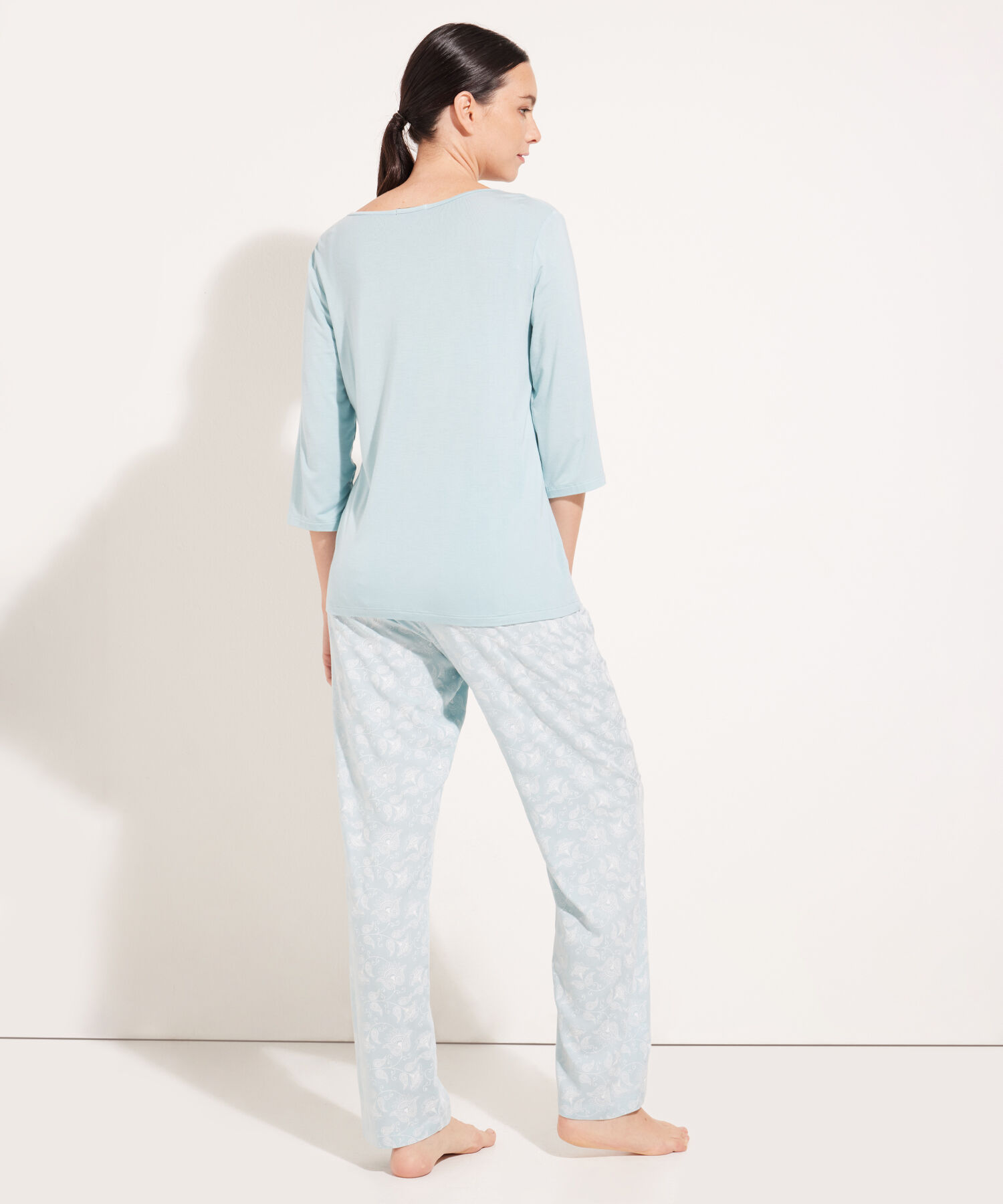 Pijama Camiseta Manga 3/4 Con Screen Y Pantalón Largo Estampado
