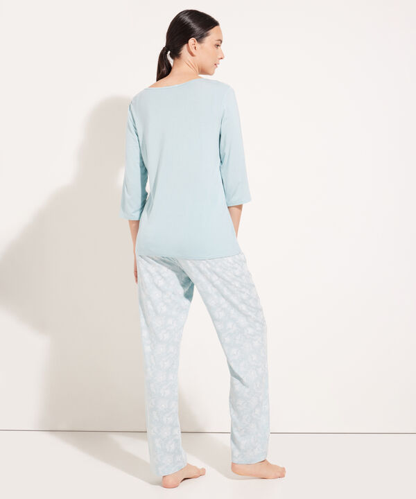Pijama Camiseta Manga 3/4 Con Screen Y Pantalón Largo Estampado