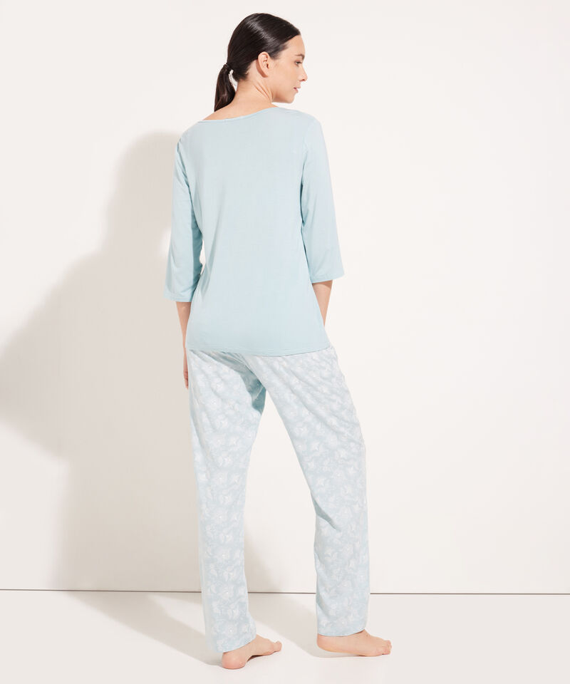 Pijama Camiseta Manga 3/4 Con Screen Y Pantalón Largo Estampado