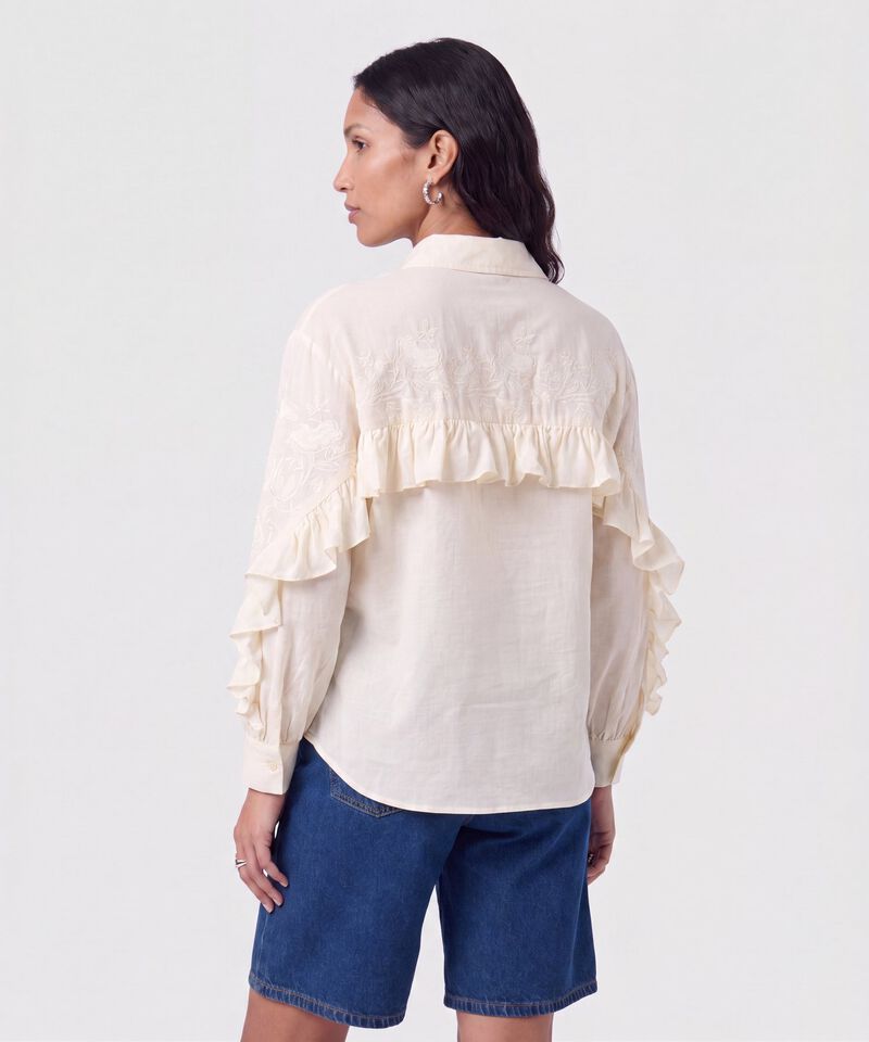 Camisa De Mangas Con Olanes Para Mujer