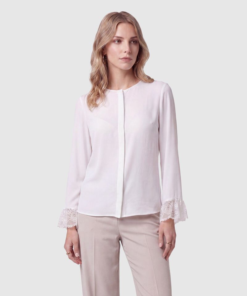 Blusa Con Detalles De Encaje Para Mujer