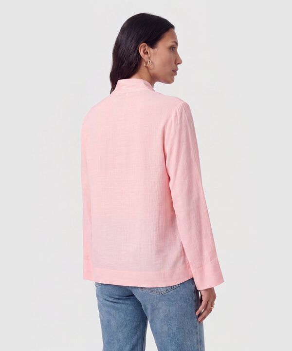 Blusa Manga Larga Cuello Mao Para Mujer