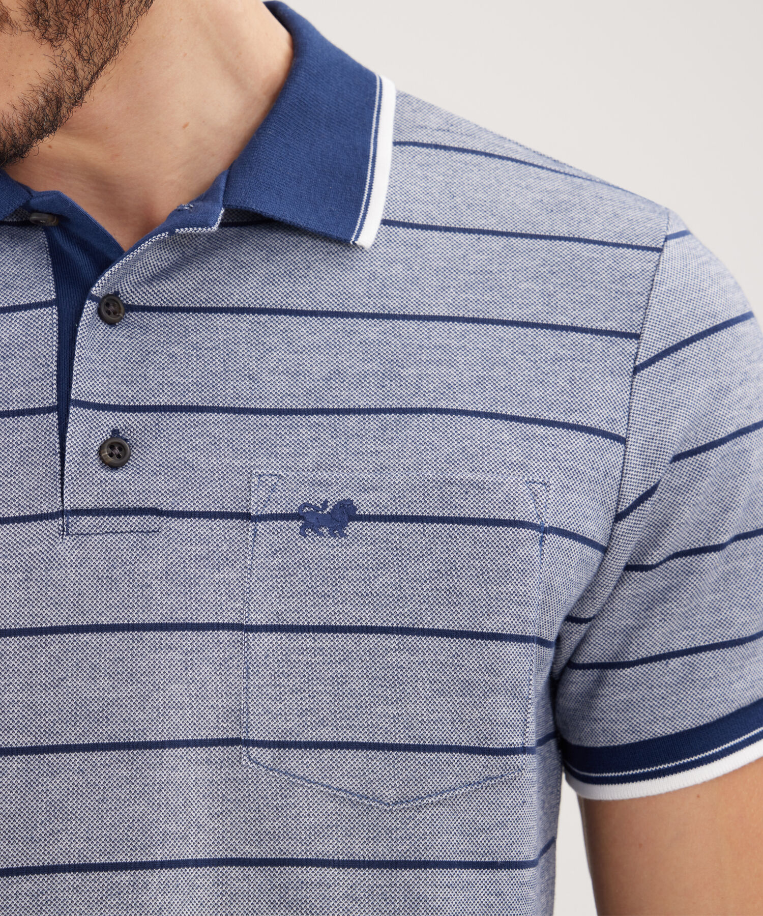 Polo Cuello Y Puños Tejidos Con Bolsillo, Silueta Regular Fit, Cítrico Marinero