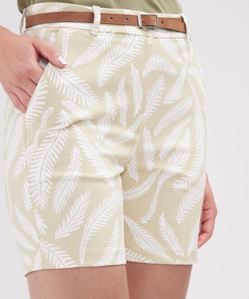Bermuda Corta Estampada  Con Cinturon