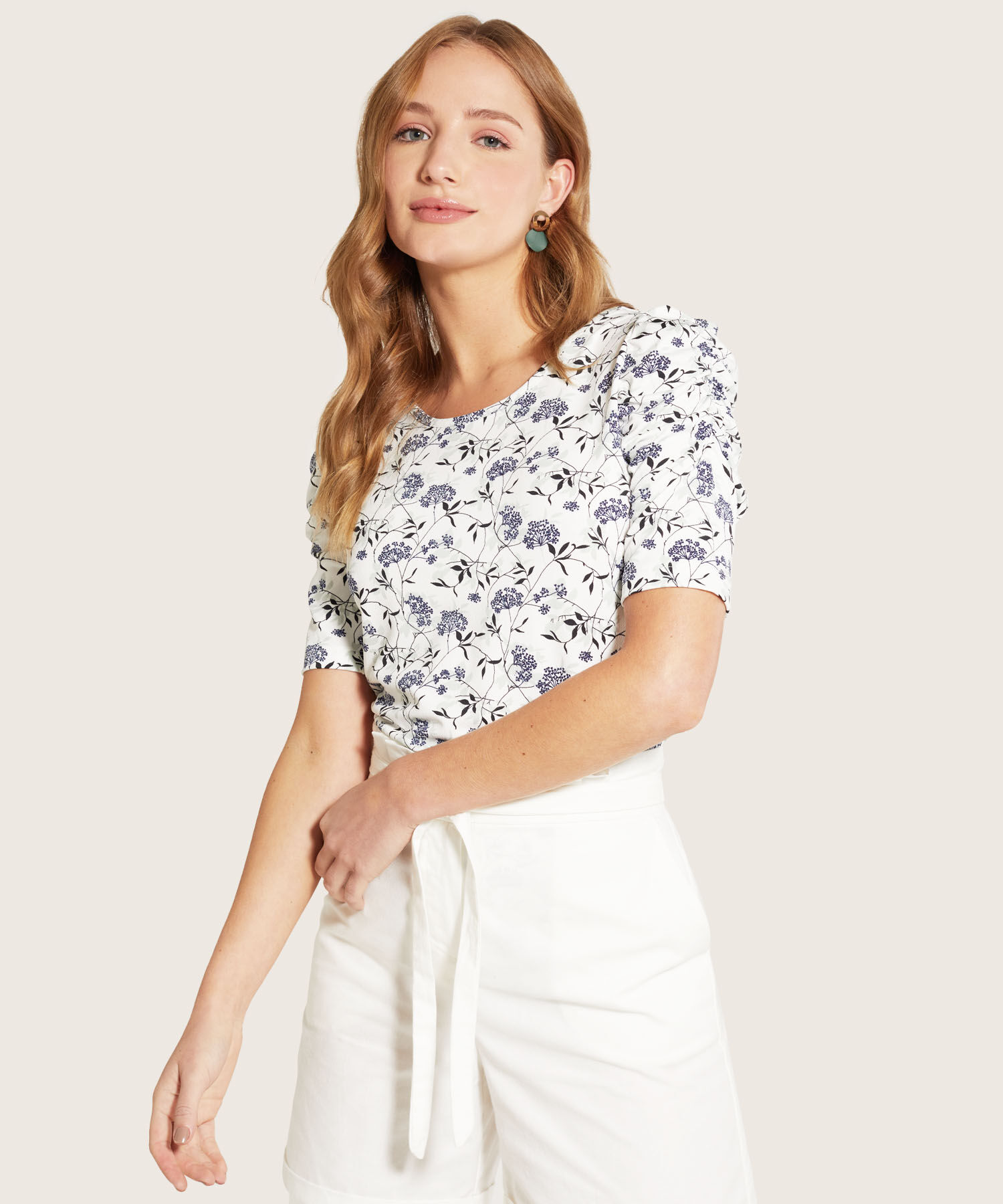 Camiseta Estampada Manga Corta Con Ruche