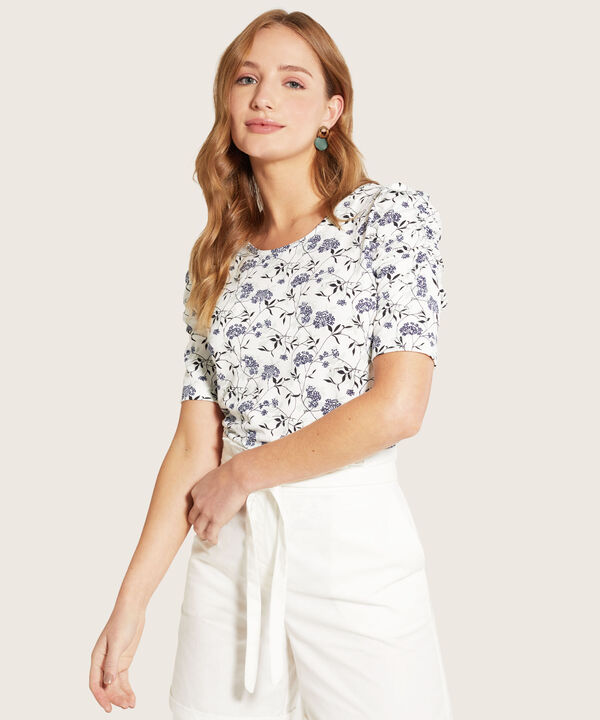Camiseta Estampada Manga Corta Con Ruche