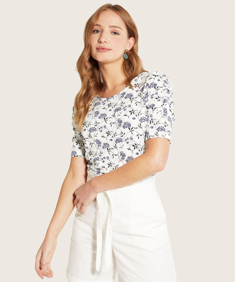 Camiseta Estampada Manga Corta Con Ruche