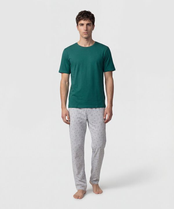 Pijama Con Camiseta De Cuello Redondo Para Hombre