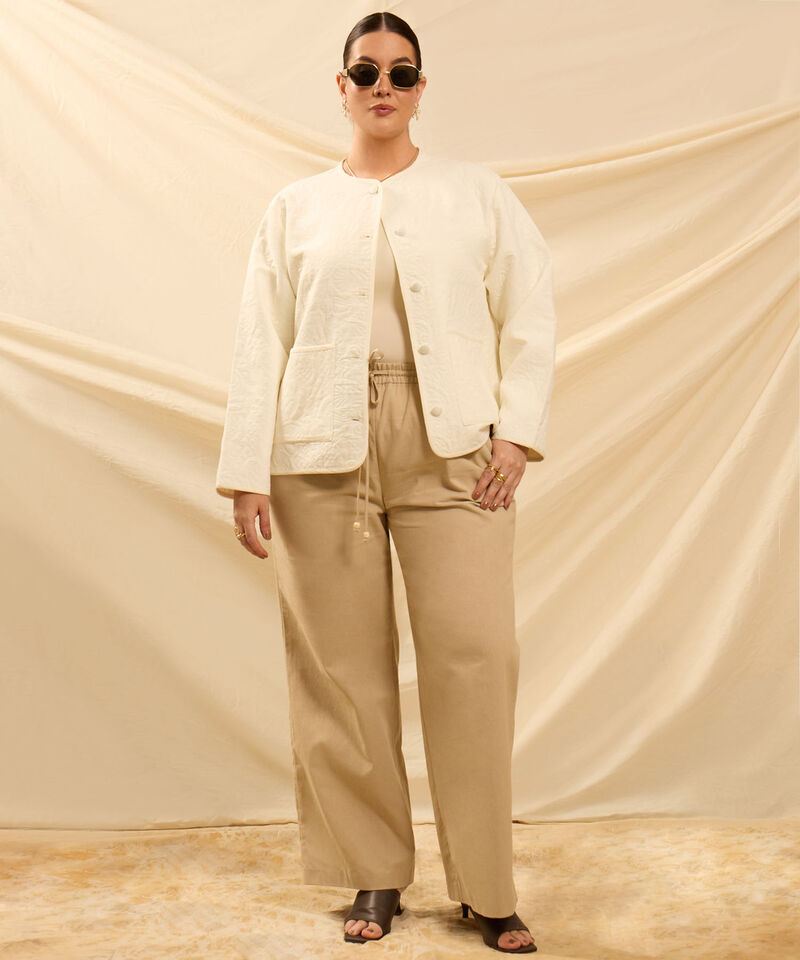 Chaqueta Texturizada De Cuello Redondo Mujer Curvy