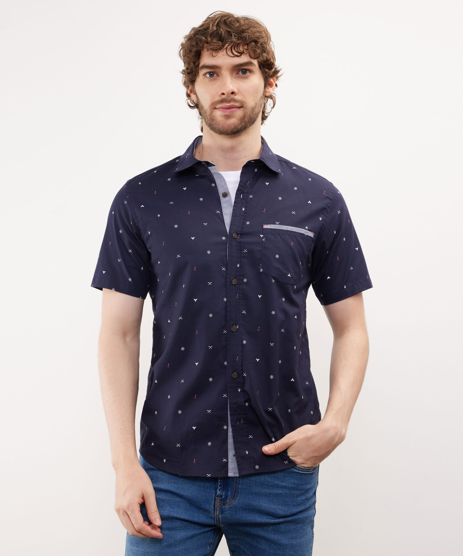 Camisa Estampada Manga Corta