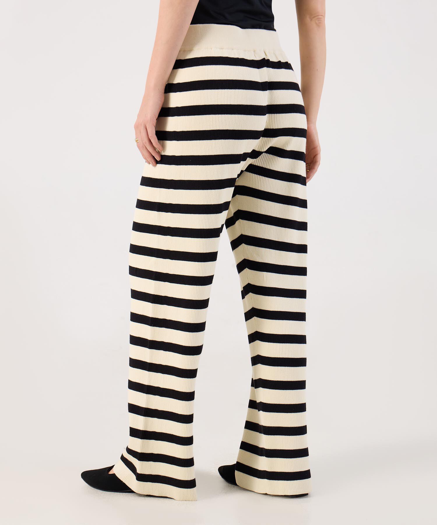 Pantal&oacute;n en Tejido de Punto Rayado para Mujer