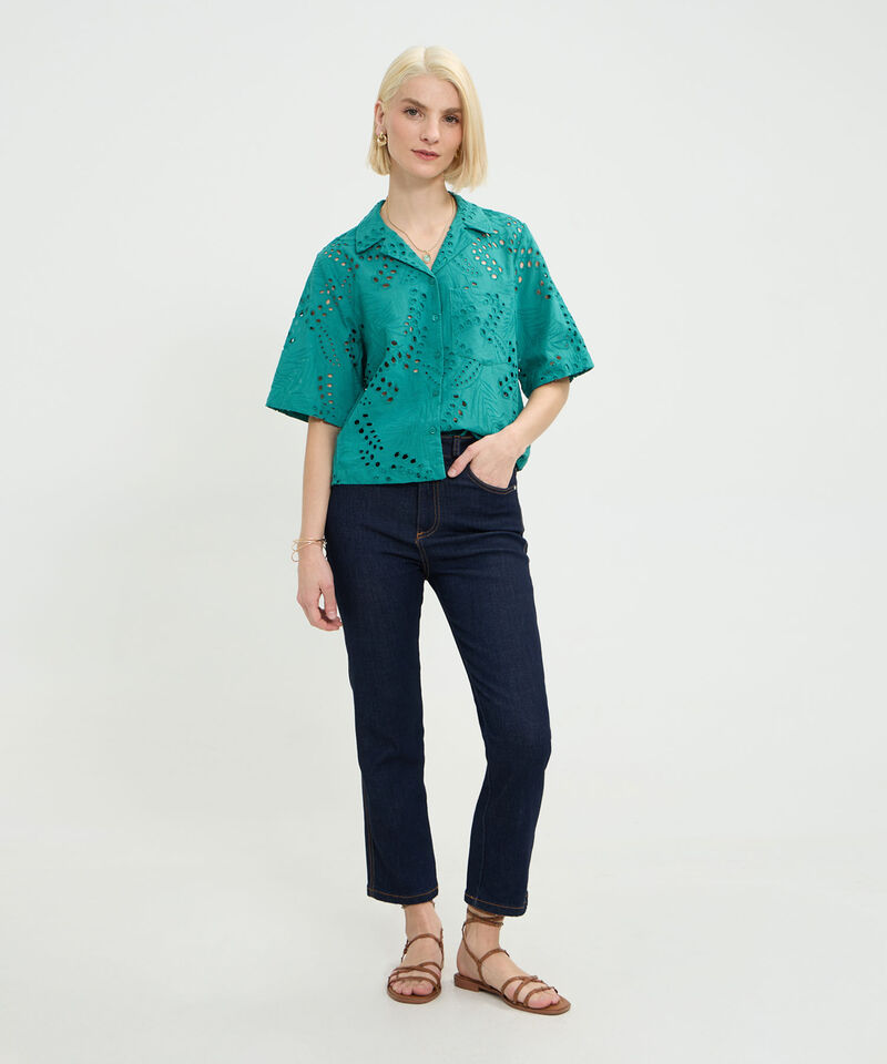 Camisa Unicolor En Ojalillo