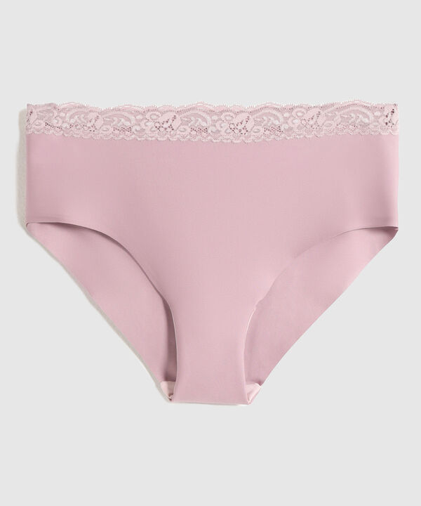 Panty Clásico Unicolor En Microfibra, Tiro Alto Con Encaje image number null