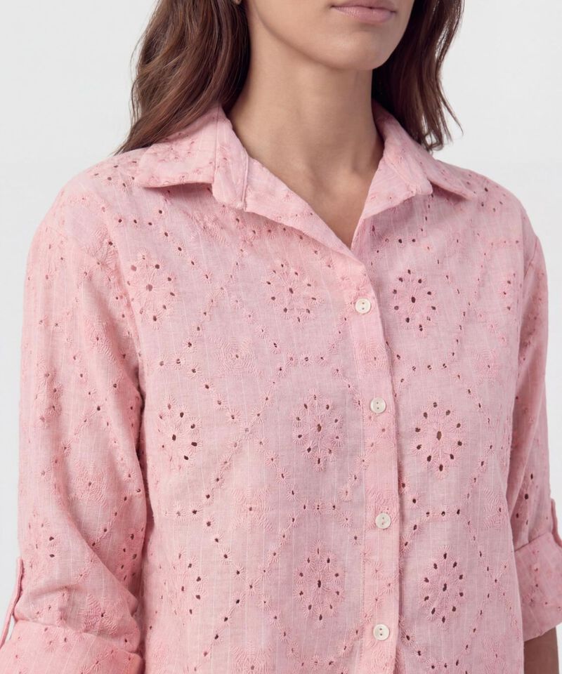 Camisa En Broderie Con Charretera Para Mujer