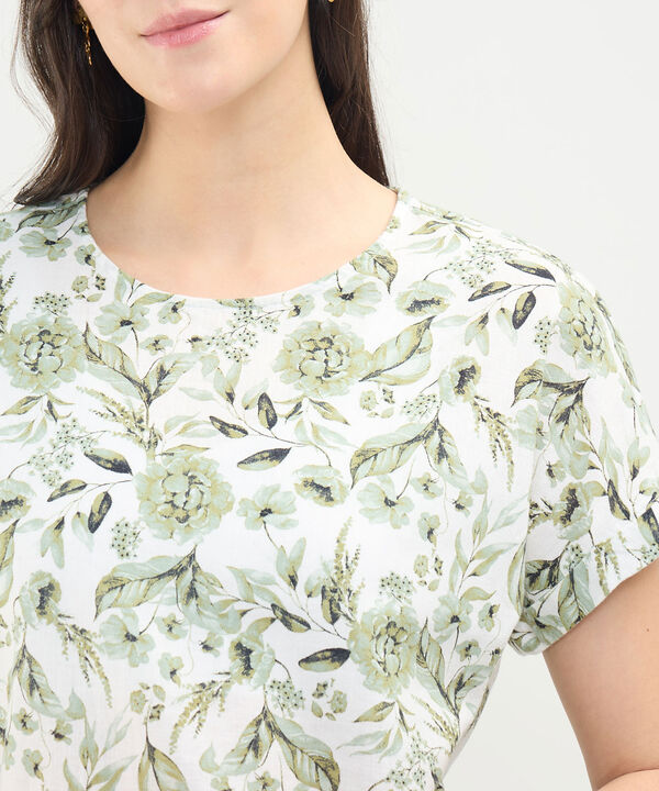 Blusa Estampada en Efecto Lino image number null