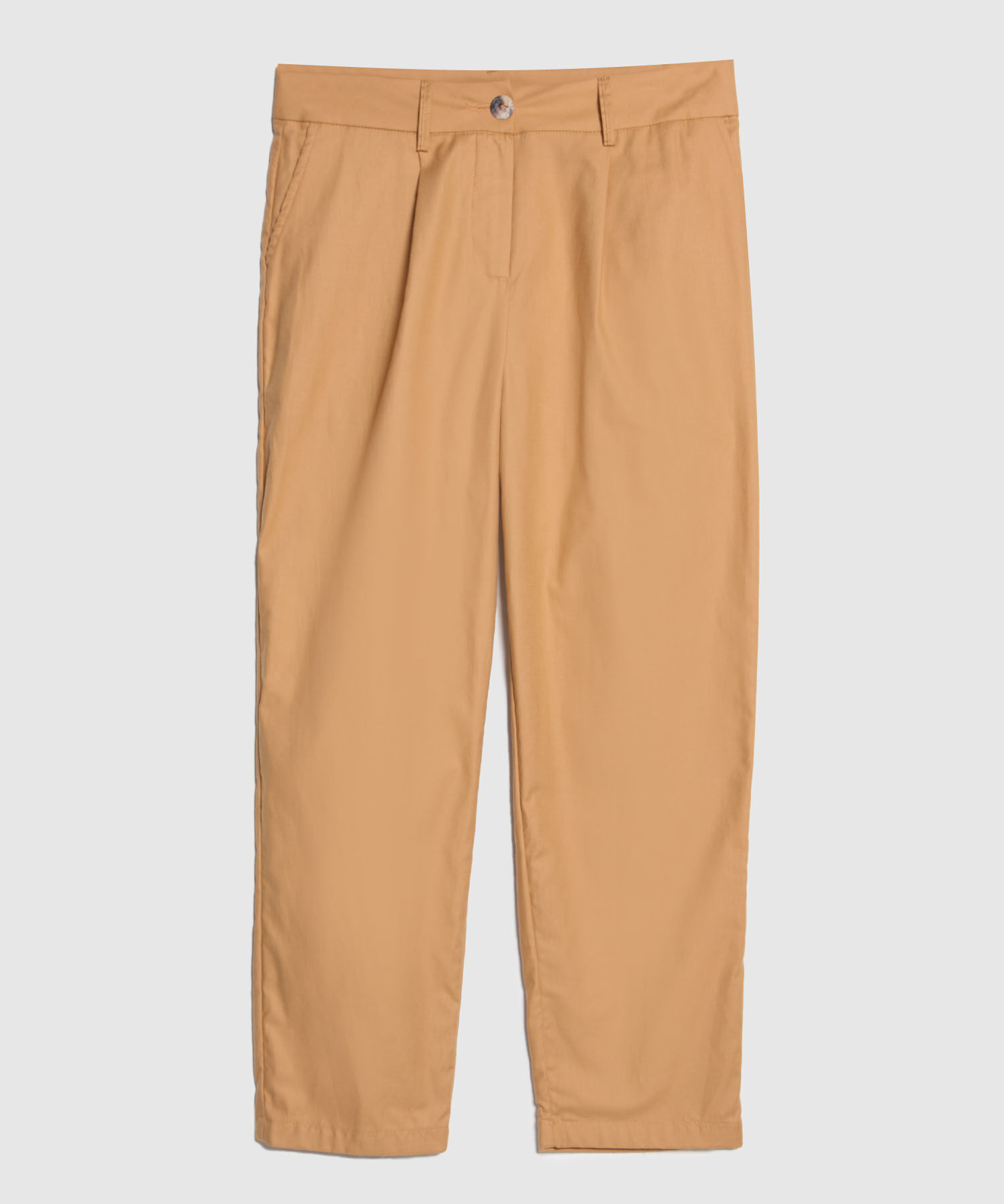 Pantalón Tipo Baggy Unicolor, Tiro Alto Con Prenses En Delantero, Serena
