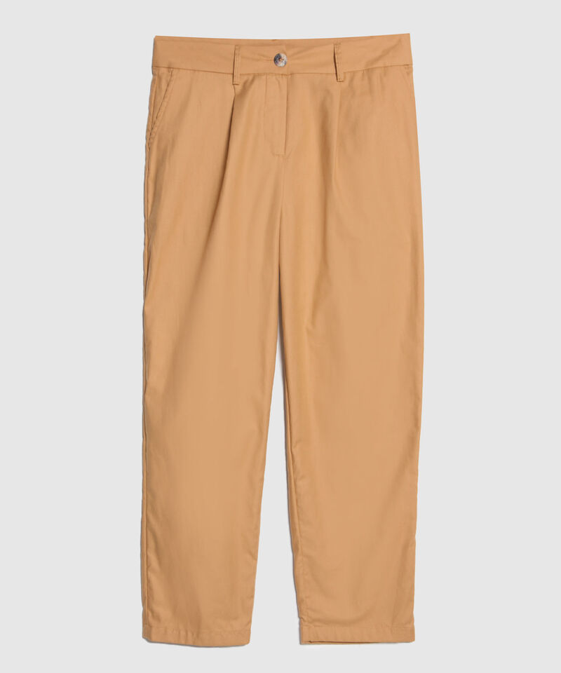 Pantalón Tipo Baggy Unicolor, Tiro Alto Con Prenses En Delantero, Serena