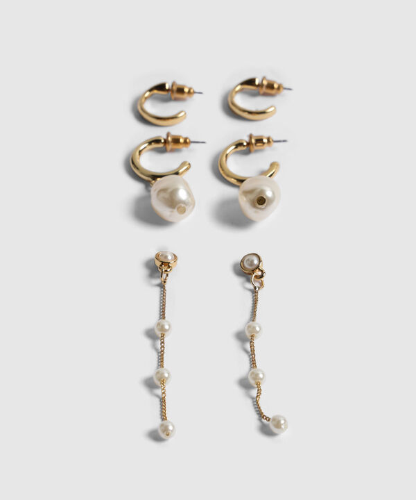 Set x 3 Aretes Dorados con Perlas image number null