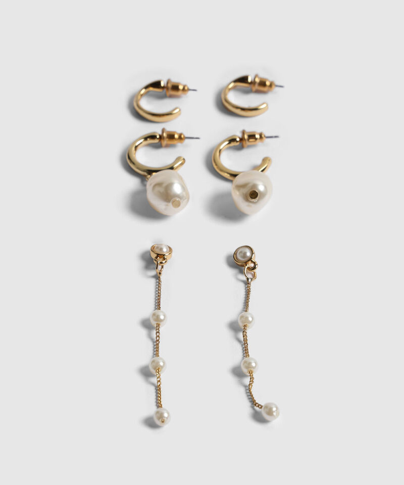 Set x 3 Aretes Dorados con Perlas