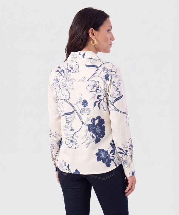 Camisa Manga Larga Cuello Solapa Para Mujer