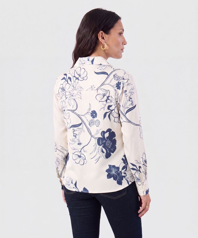 Camisa Manga Larga Cuello Solapa Para Mujer