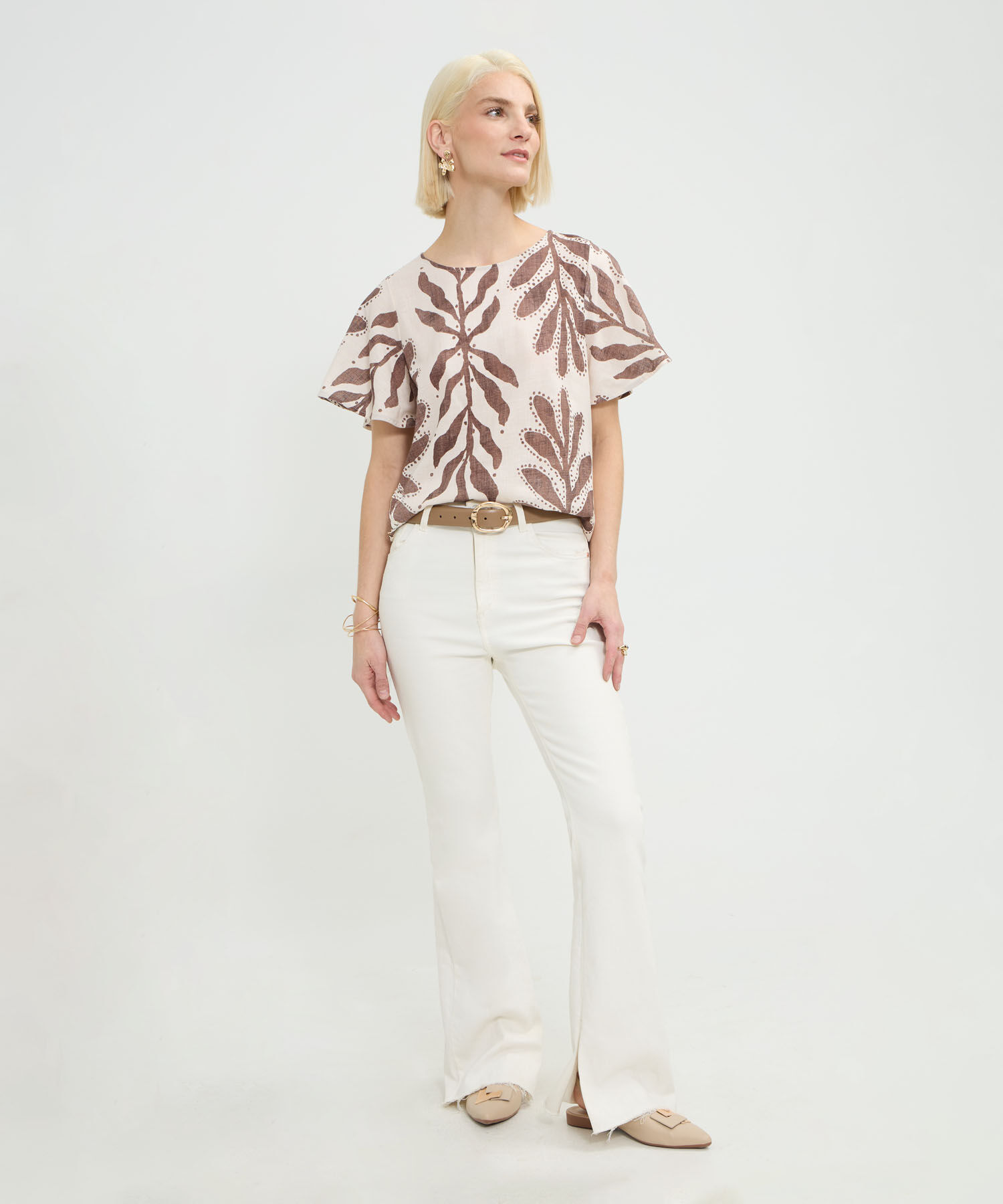 Blusa Manga Corta Acampanada Estampada
