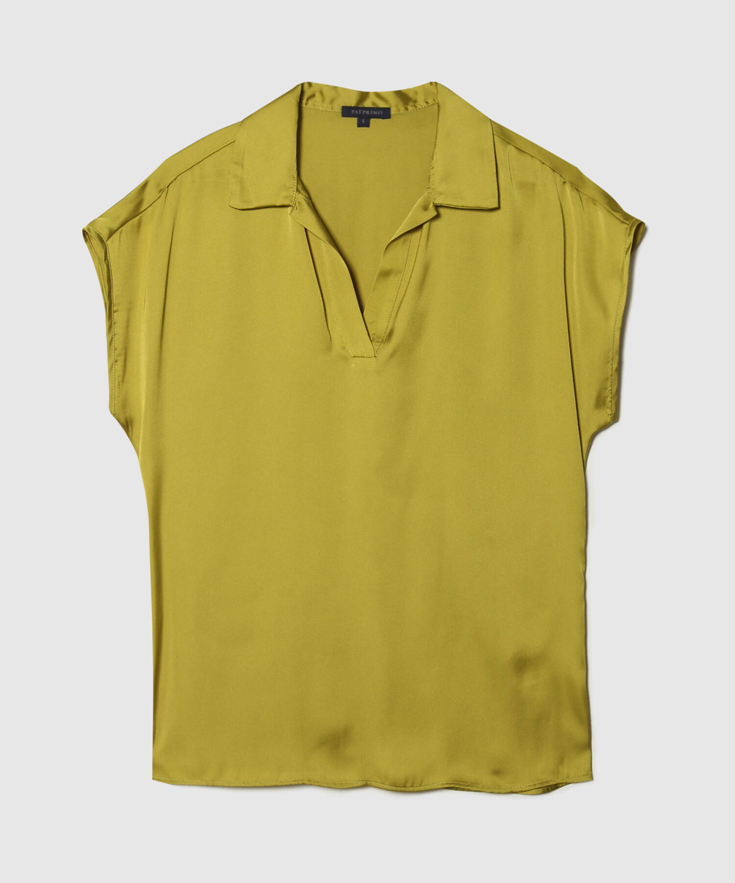 Blusa Manga Corta Corrida Unicolor  En Satin