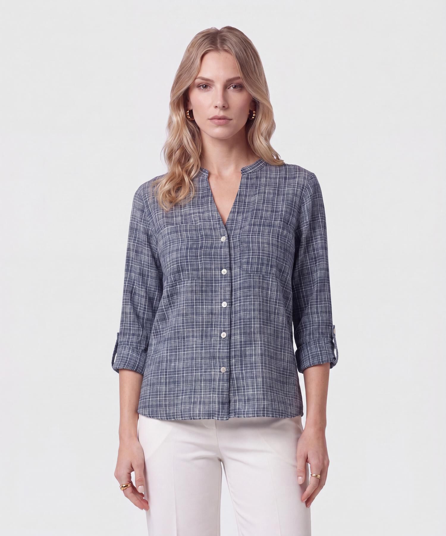 Blusa Cuello V Manga Larga Para Mujer