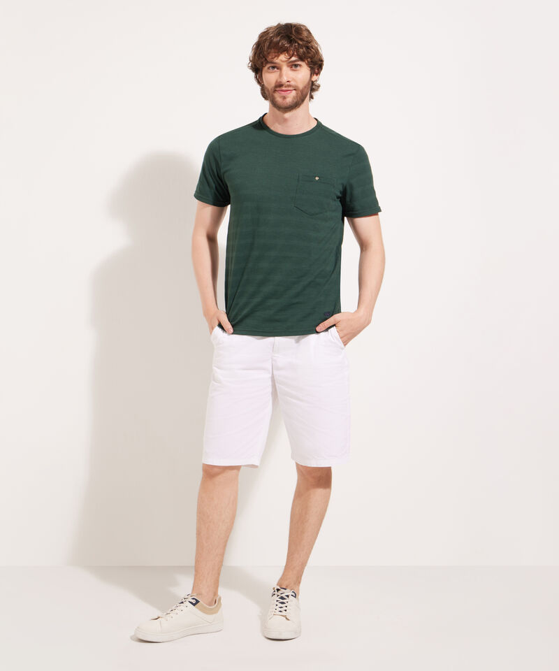 Camiseta Unicolor, Cuello Redondo Con Bolsillo De Parche