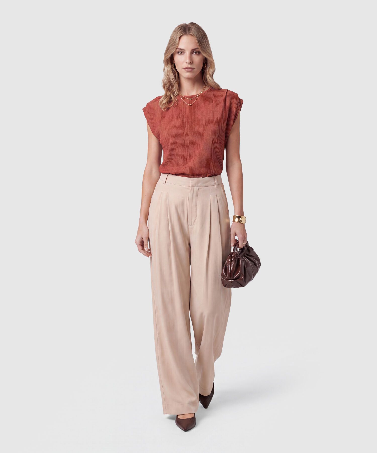 Camiseta Texturizada Manga Corta Para Mujer