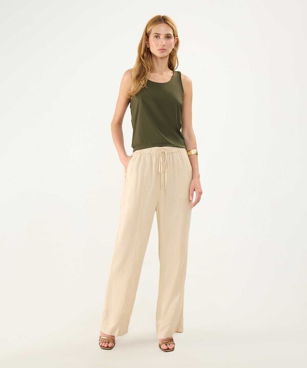 Pantalón Fluido en Efecto Lino