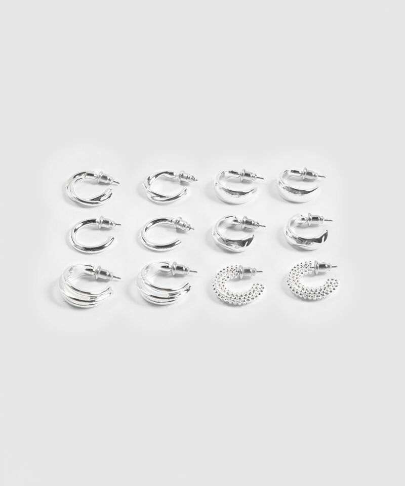 Set x 6 Aretes Plateados en Medialuna