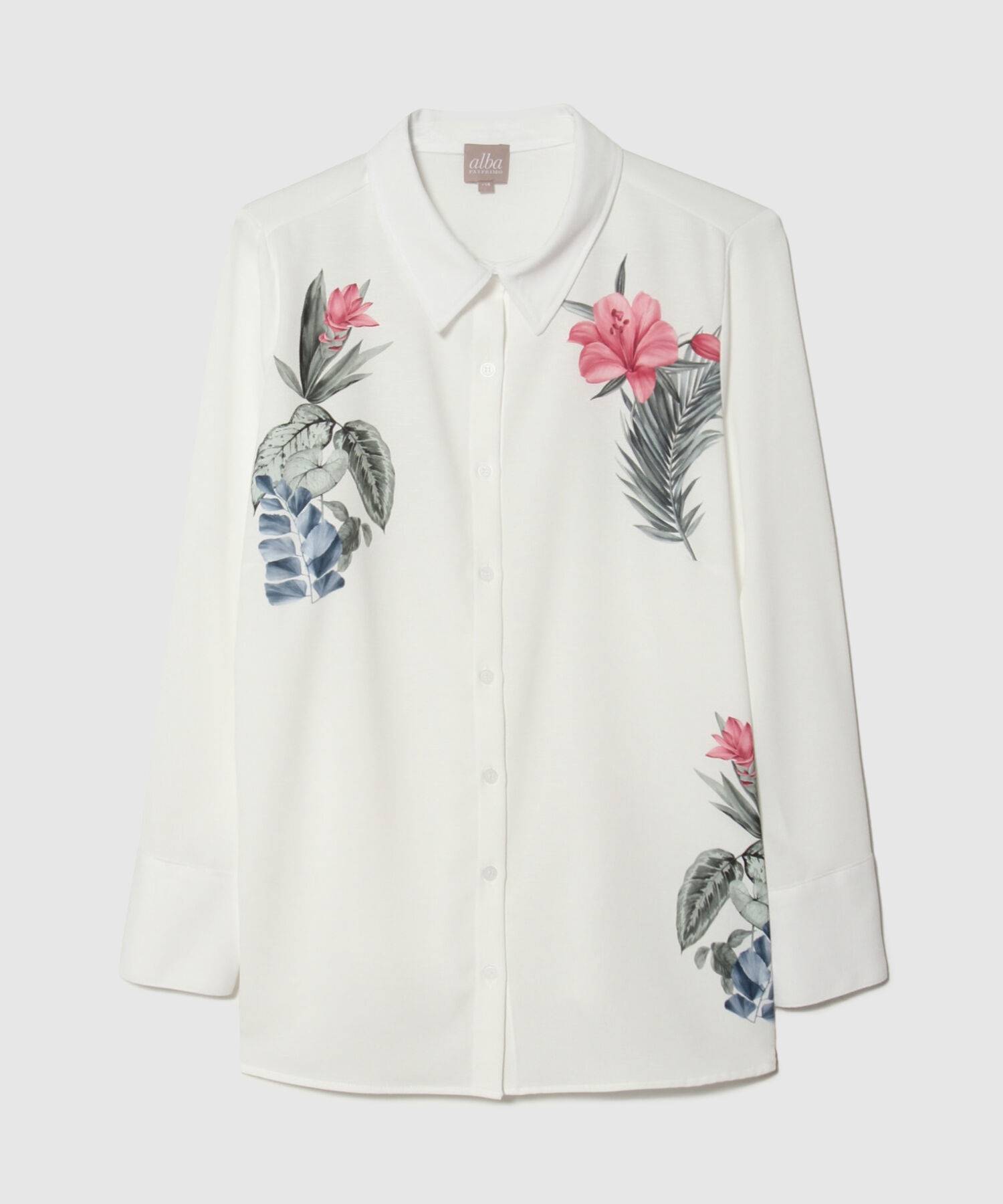 Camisa blanca con flores mujer outlet