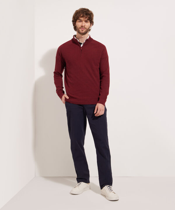 Saco Media Cremallera Unicolor Con Textura image number null