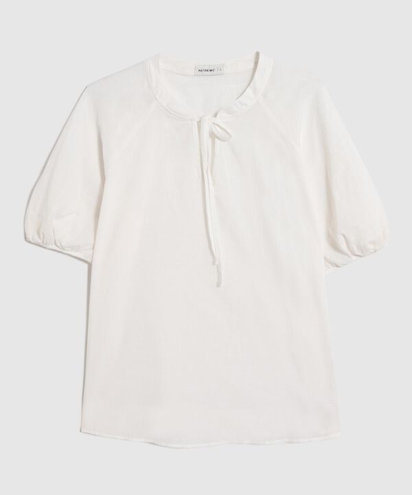 Blusa Unicolor Con Nudo En Cuello  image number null