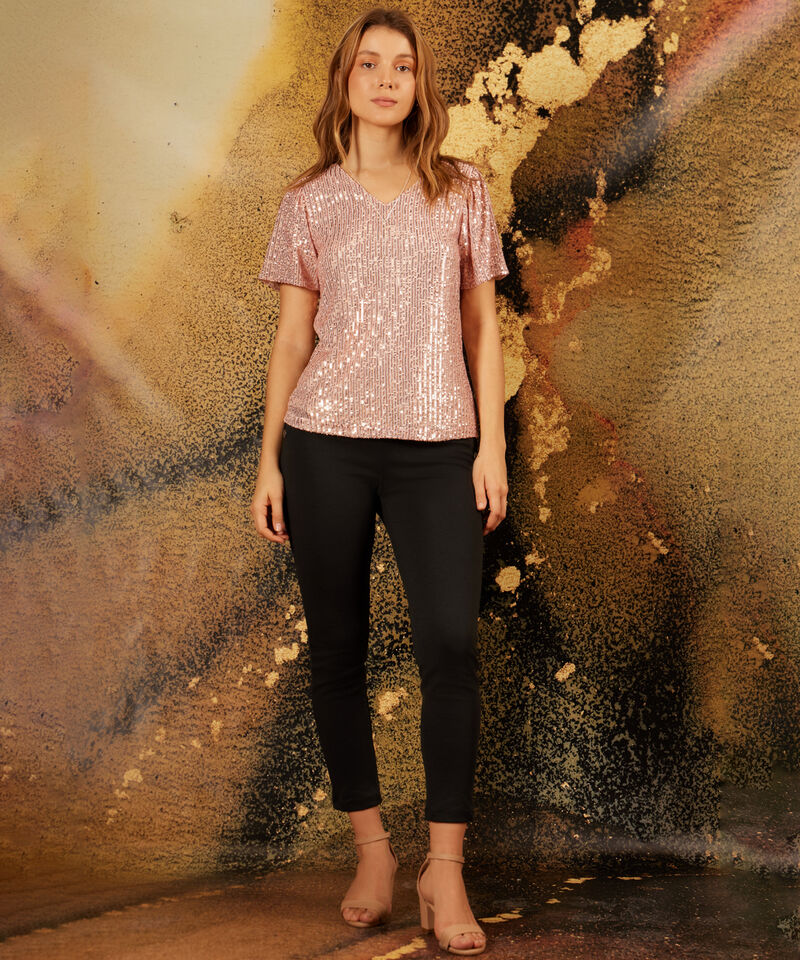Blusa manga corta en brillo