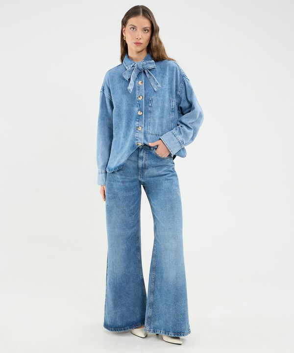 Camisa Denim Oversize Tono Medio Claro