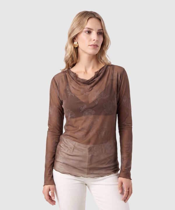 Camiseta de Mujer con Cuello Enrollado image number null