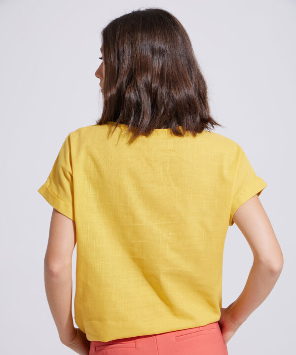 Blusa Manga Corta Corrida Unicolor