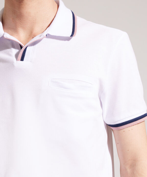 Polo Unicolor Con Pechera Abierta, Cuello, Ribete Y Puños Tejidos. Silueta Slim Fit. Campiello Linea Moda image number null