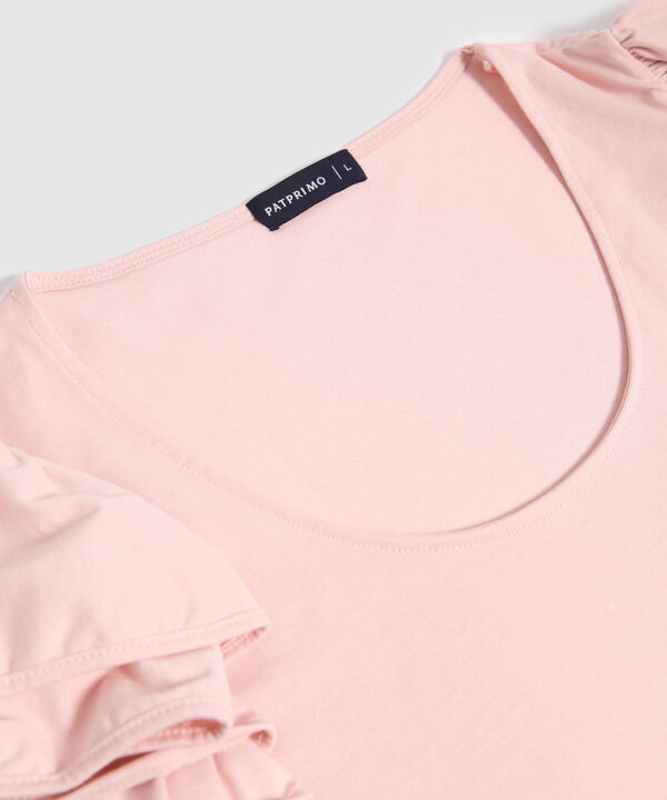 Camiseta Unicolor Con Detalle En Mangas  image number null