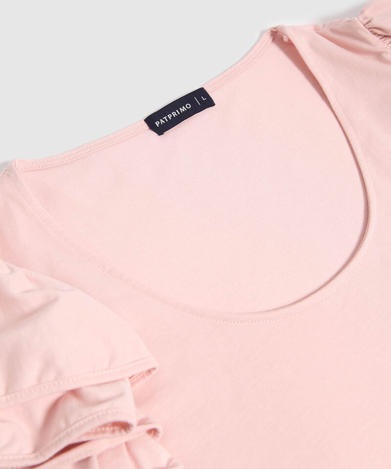 Camiseta Unicolor Con Detalle En Mangas 