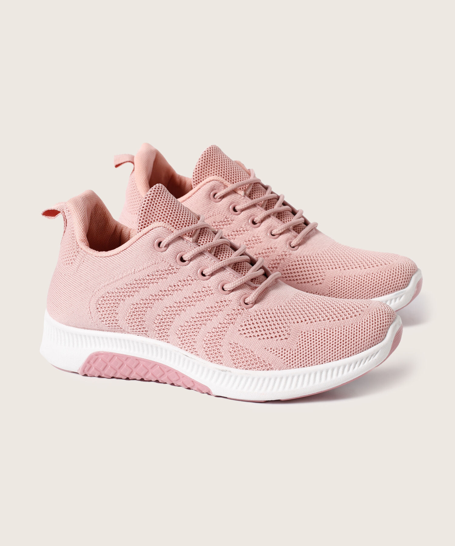 Tenis Deportivos Con Textura Tejida Y Suela Contrastada Para Mujer