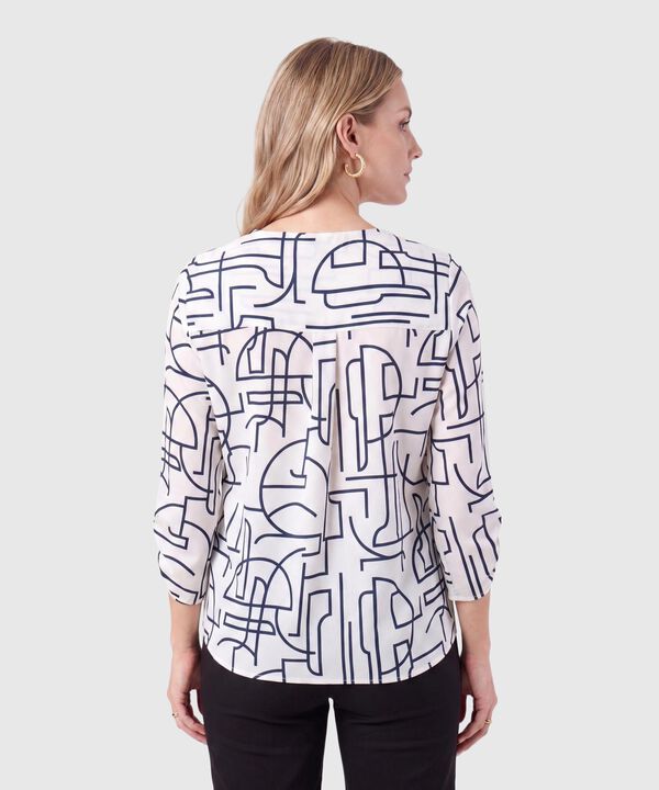 Blusa Manga 3/4 Con Pliegue Para Mujer