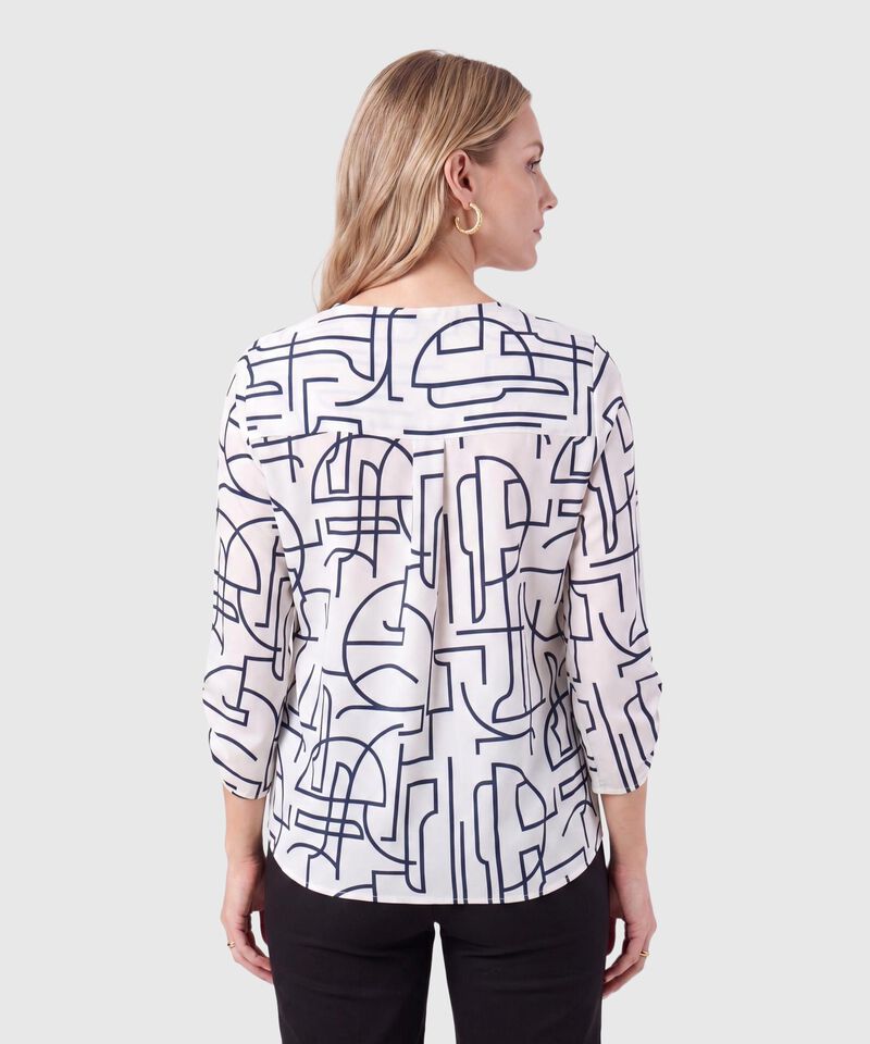 Blusa Manga 3/4 Con Pliegue Para Mujer