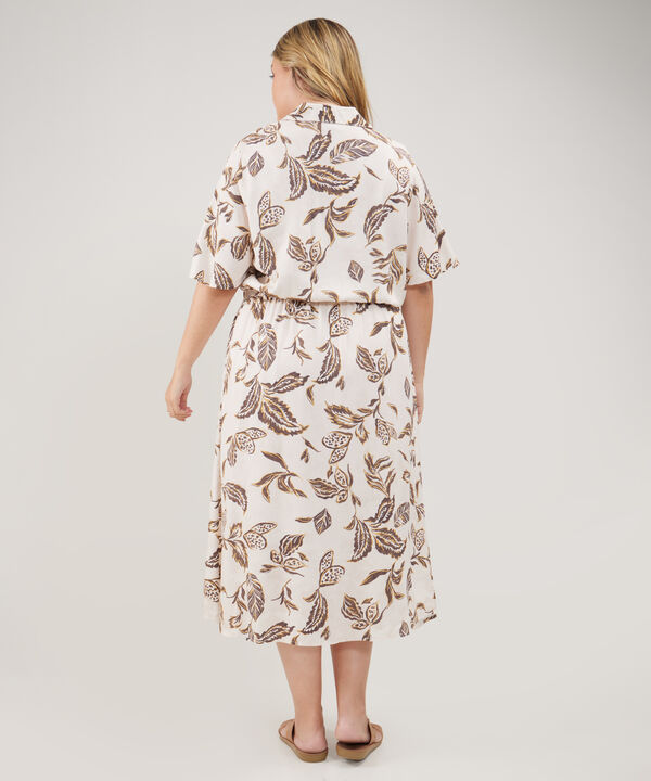 Vestido Manga Corta Midi Con Cinturón