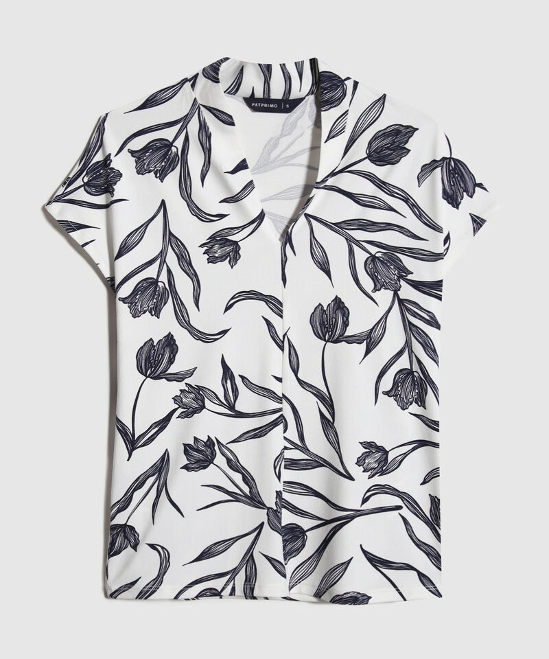 Camiseta Manga Corta Estampada, Cuello En V