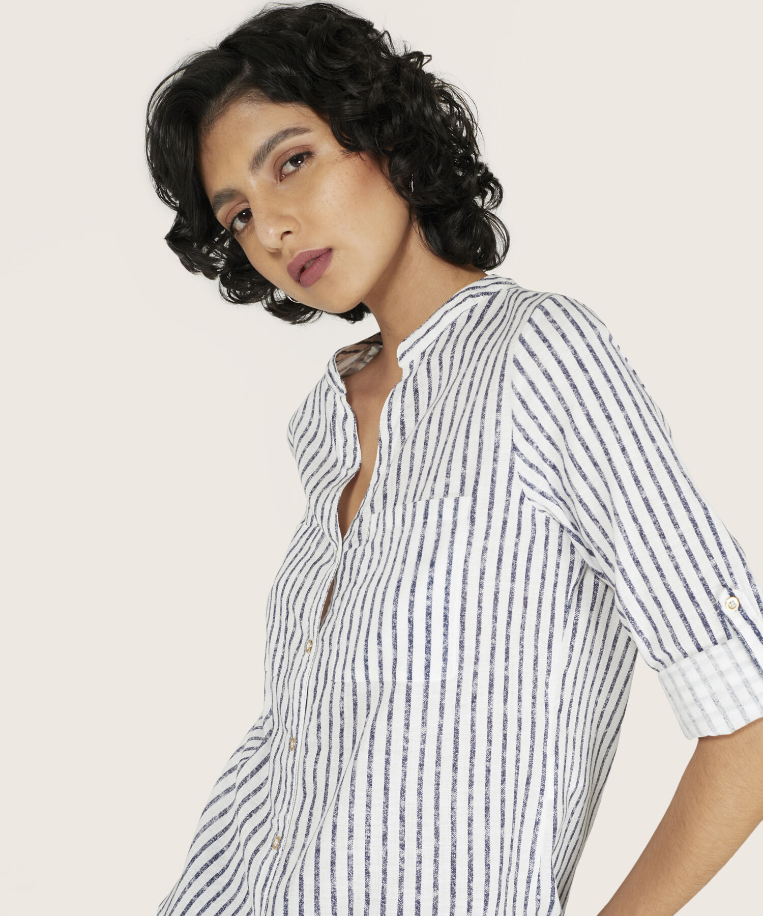 Blusa Estampada en Efecto Lino