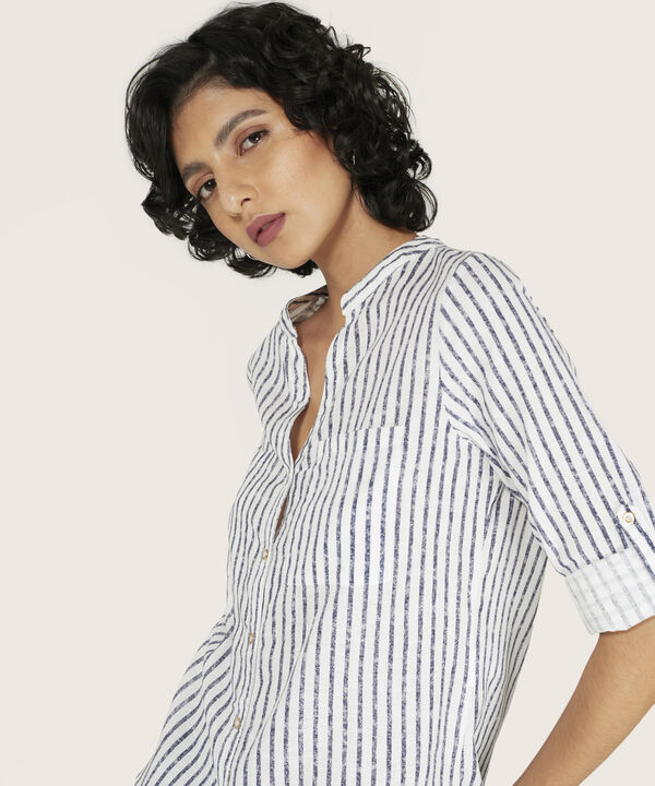 Blusa Estampada en Efecto Lino
